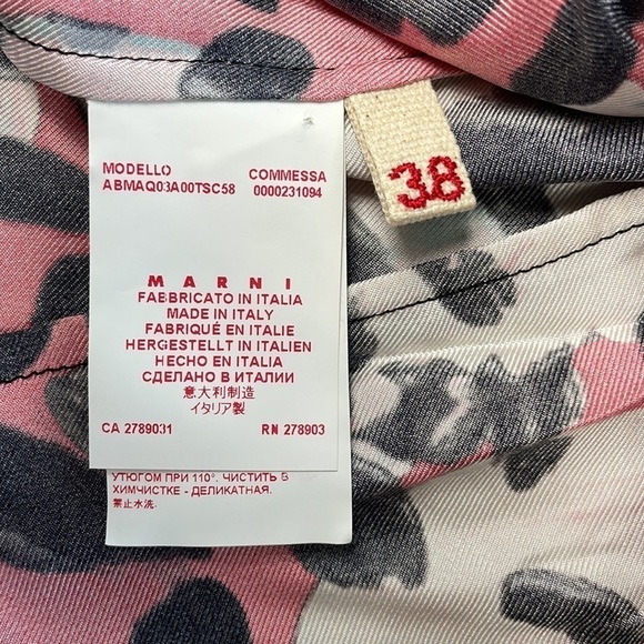 Marni Stampe Bright Pink Silk Dress in Raspberry Watercolor Floral Sz 38 - Picture 10 of 15